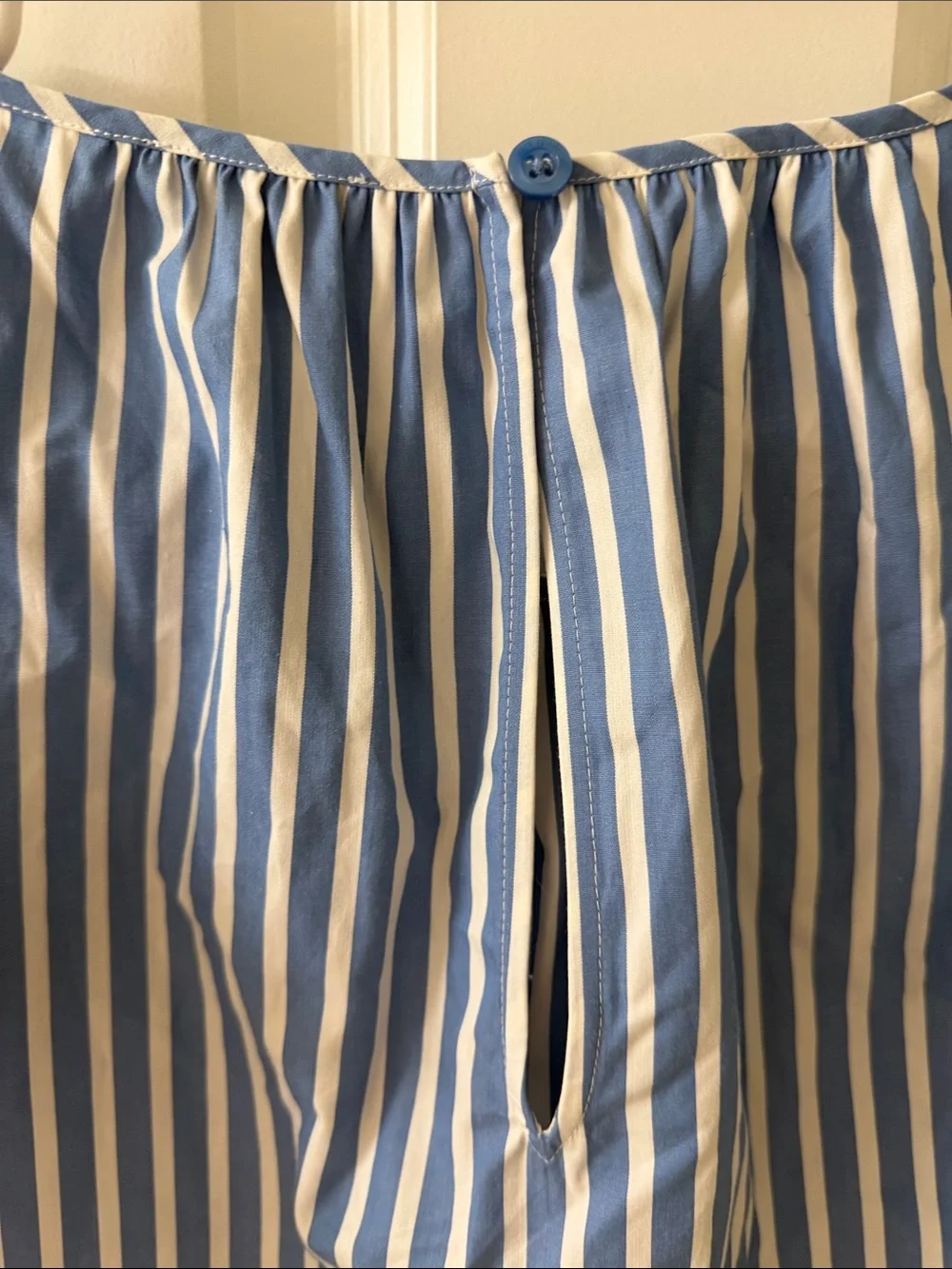 kate spade Blue and White Striped Ruffle Sleeve Top